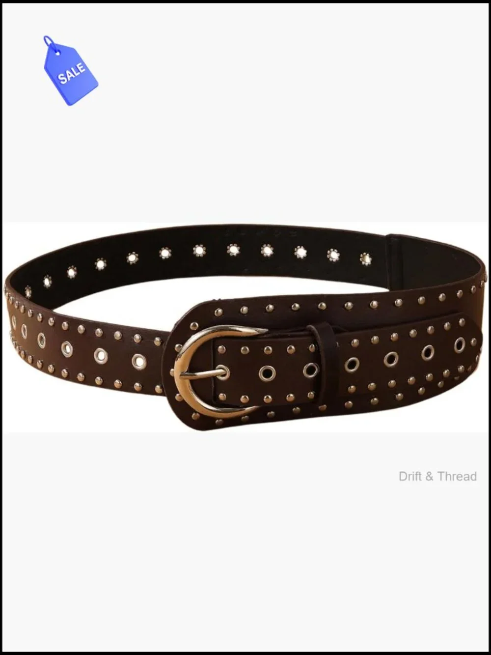 Studded PU Leather Belt Y2k Punk Rave Cowgirl Wide Waist Belt